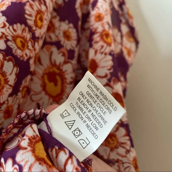 Daisy Floral Layered Cold Shoulder Top Tie Straps Sleeve Lightweight Size Medium - Picture 8 of 11